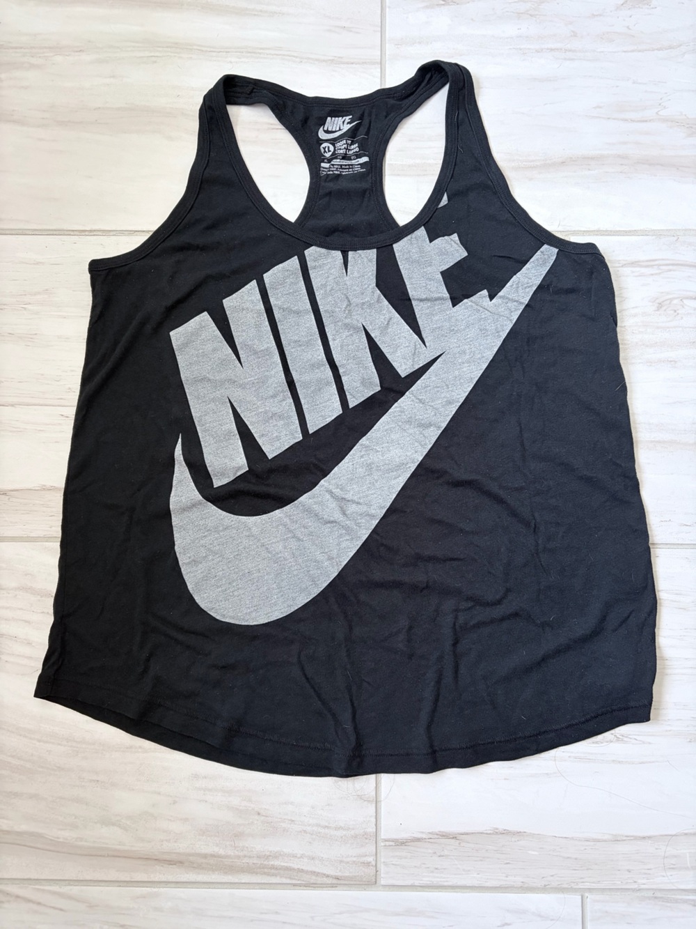 Nike Black Racerback Tank with Gray Logo